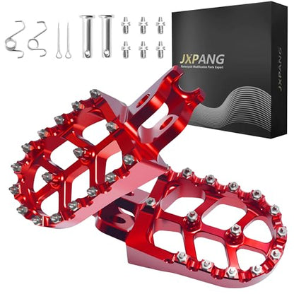 Dirt Bike Foot Pegs,Replaceable Footpegs CNC Machined Aluminum Wide Platform with Springs for CRF150R CRF250R CRF450R CRF250X CRF450X CRF300L CRF250L CR125 CR250 CRF1000L (Red) - color: Red