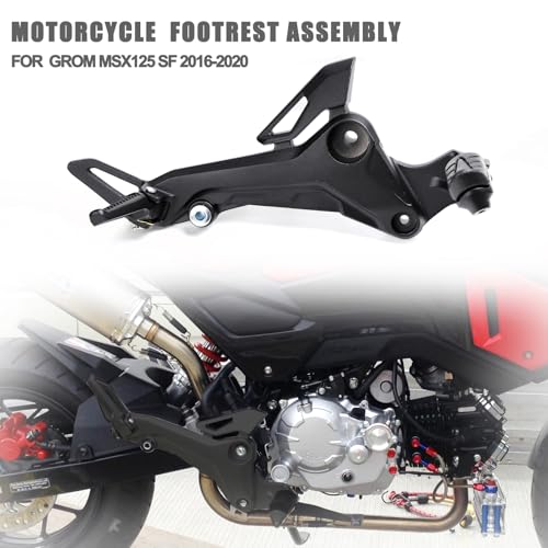 Minho Motorcyle Footpegs Right & Left Side in Aluminium Alloy Material Compatible with Honda Grom 2017-2020 Msx 125 SF, Black Color - size: Black L&R
