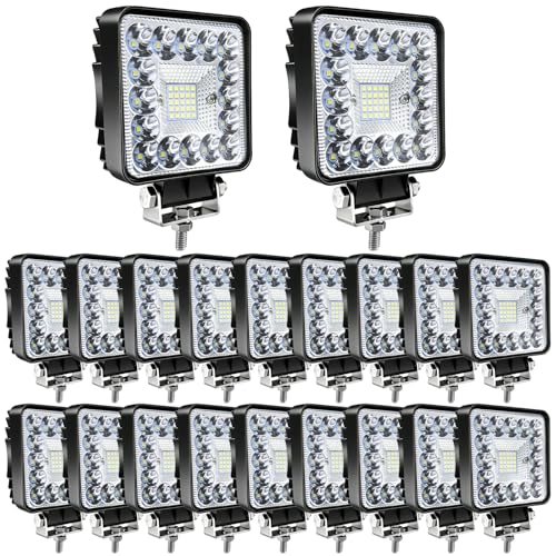 LED Off Road Lights, 4 Inch 123W LED Work Lights, 12V 24V 10000lm LED Tractor Lights for Truck Car Motorcycle Boat RV SUV UTV ATV Snowplow (20PCS) - color: 20pcs 123W led work light