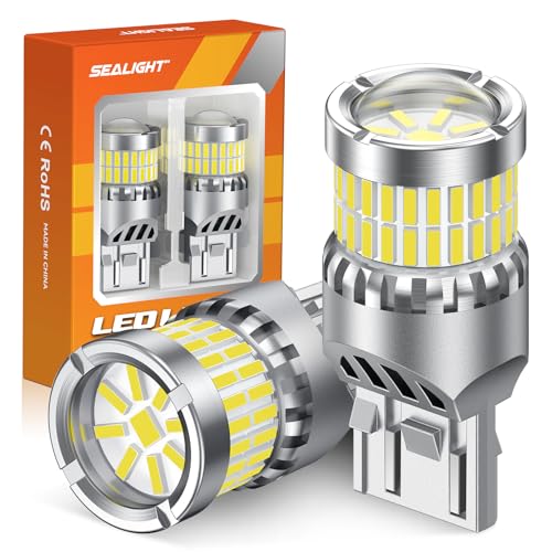 SEALIGHT 7440 7443 LED Bulbs Reverse Lights, Upgraded T20 7444 7441 W21W 992 LED 56-SMD with Projector Lens for Backup Tail Brake Parking Lights, 6000K White, Pack of 2 - color: White, size: 7443/7440