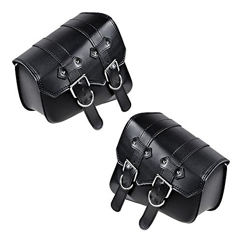 Left Right Black PU Leather Solo 2-Straps Swing Arm Saddlebag Tool Bag for Harley Sportster XL883 XL1200 - size: Left & Right without Side Storage