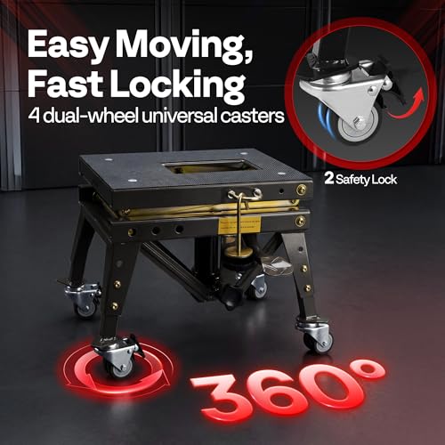 VIVOHOME 350 Lbs Heavy Duty Hydraulic Motorcycle Lift Jack, ATV Dirt Bike Foot Operated Scissor Stand Table with 4 Wheels and Removable Stopper, Black - color: Black