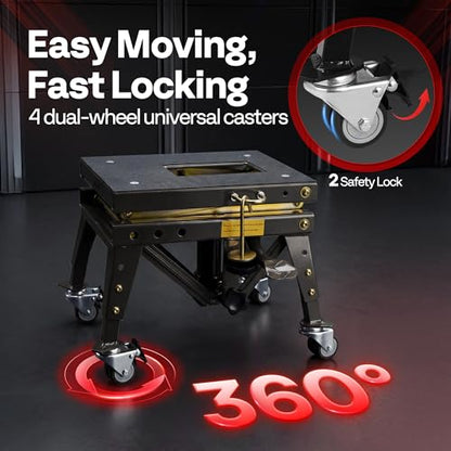 VIVOHOME 350 Lbs Heavy Duty Hydraulic Motorcycle Lift Jack, ATV Dirt Bike Foot Operated Scissor Stand Table with 4 Wheels and Removable Stopper, Black - color: Black