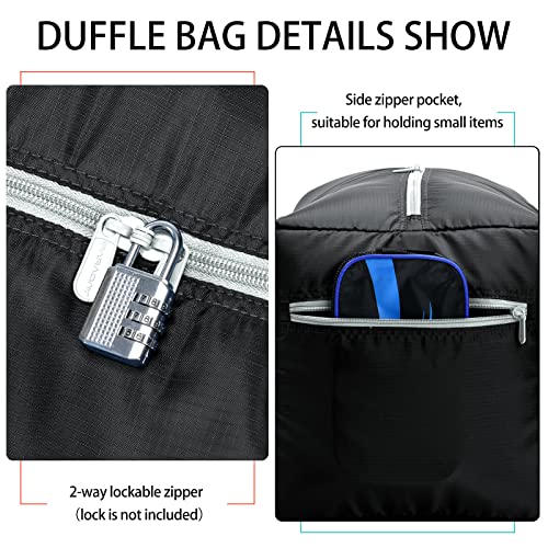 iFARADAY Foldable Duffel Bag 30" / 75L Lightweight with Water Rresistant for Travel-Black - color: Black-75L