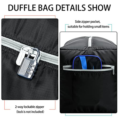 iFARADAY 2 Packs Foldable Duffel Bag 30" / 75L Lightweight with Water Rresistant for Travel - color: Black-75L-2 Pack