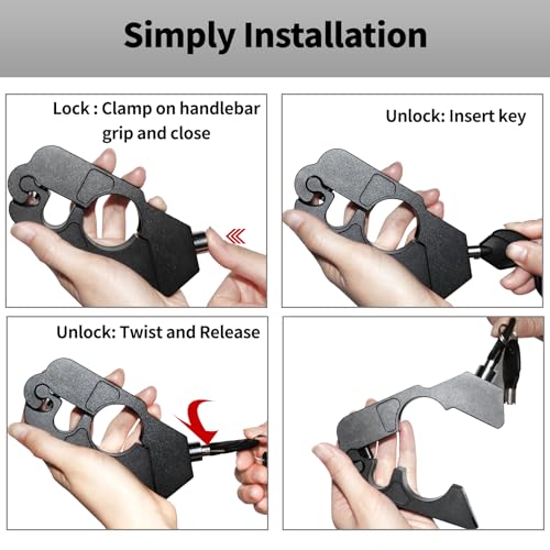CHIFUN Universal Motorcycle Handlebar Lock CNC Aluminum Handle Bar Grip Throttle Brake Anti-Theft Lock Compatible with ATV Motorbike Scooter Dirt Bike(Gold) - color: Gold