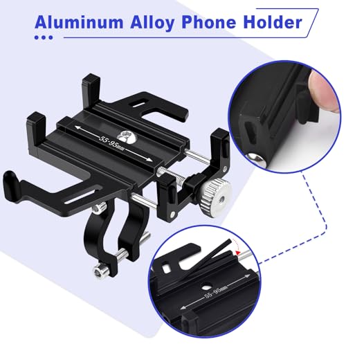 NineLeaf 4Pcs Bike Phone Mount Holder, Aluminum Motorcycle Phone Mount, Bicycle Handlebar Cell Phone Mount Rotatable for Exercise Bike Ebike Scooter Camera Friendly Suitable for 2.2"-3.7" Phones - color: 4PK