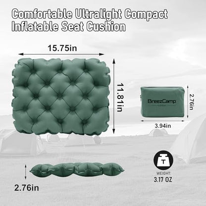 Inflatable Seat Cushion, Lightweight Stadium Seat Pad, Travel Air seat Cushion Anti-Slip for Airplane, Long Flights, Hiking, Climbing, Home and Camping, Compact Air Cushion - color: Olive Green