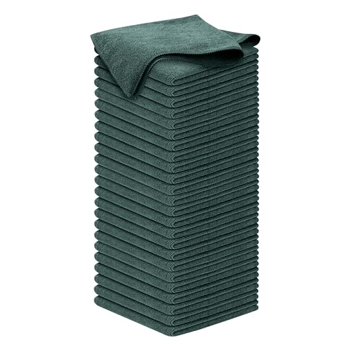 USANOOKS Premium 300GSM Microfiber Cleaning Cloth - 12.5"x12.5" High Performance - 1200 Washes, Ultra Absorbent Microfiber Towels for Cars Undercarriage, Rims & Engine Bay Cleaning - Microfiber Cloth - color: Dark Green, size: 12.5" x 12.5" (50 pack)