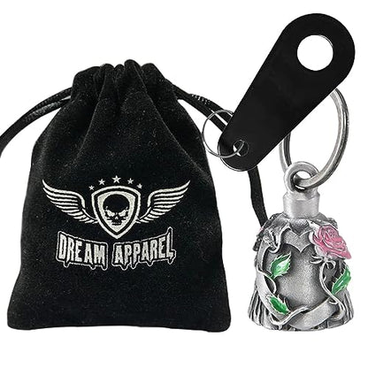 Dream Apparel Motorcycle Bell Guardian Angel Drive Away Gremlin, Biker Bell for Men Women Rider Riding, Good Luck Gift - color: Pink Rose