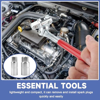 Spark Plug Wrench, Spark Plug Socket Set with 5/8" (6mm) & 13/16"(21mm) Sockets, Universal T-Handle Spark Plug Removal Tool for Motorcycles, Lawn Mowers, Small Motor Vehicles