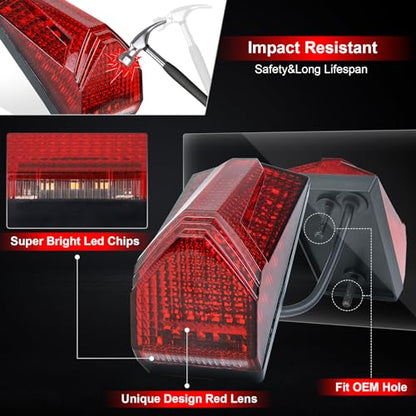 MOVOTOR LED Tail Light 500% Bright Rear Brake Light with White License Plate Lighting Compatible with Dirt Bike Enduro Cafe Custom Honda XR650L XR600R