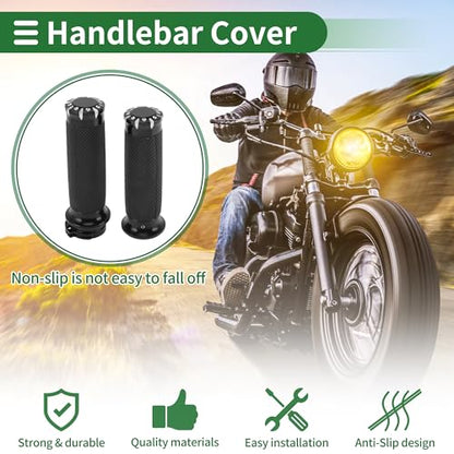 0.98"x0.98" Universal Motorcycle Hand Grips Cover Non Slip Aluminum Rubber Handlebar Grips for Motorcycle Scooter Bicycle ATV Black 1 Pair - color: Black
