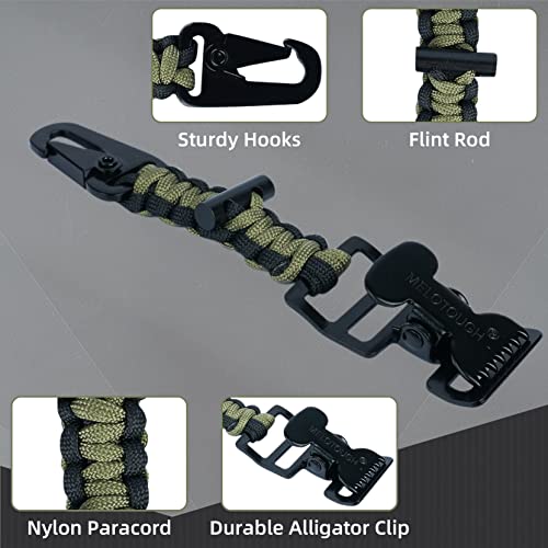 MELOTOUGH Tactical Glove Clip Holder Work Glove Holder Clip for Tactical Backpack, Tool Belt - color: Alligator Clip With Fire Starter Army Green