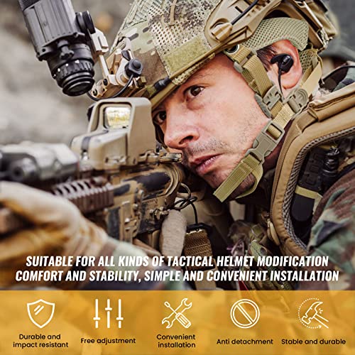 Tactical Helmet Chin Strap Adjustable Dial 4 Points Suspension System with Bolts and Screws for Tactical Fast MICH Bump Helmet Accessory - color: Khaki
