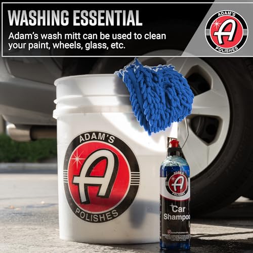 Adam's Chenille Car Wash Mitt - Premium Soft Microfiber Washing Glove for Car Cleaning & Detailing, Safe, Scratch-Free for Auto, Truck, RV, Motorcycle & More (Blue, 2pk) - size: 2pk