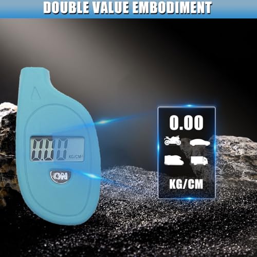 Digital Tire Pressure Gauge, 5-150PSI 4 Unit Settings Car Tire Pressure Monitor with Keychain & LCD Display, High Accuracy Auto Digital Tires Gauge for Car, Truck, Motorcycle (Blue) - color: Blue