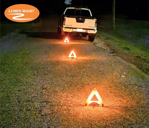 Lumen Wand Reflective Warning Triangle with LED Lights for Road Safety Metal Base Internal LED with External Reflectors Emergency Triangle for Vehicle Breakdown Pack of 12 - size: Pack of 12
