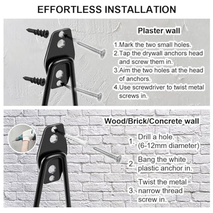 Garage Hooks Heavy Duty 14 Pack, Steel Garage Storage Hooks, Tool Hangers for Garage Wall Utility Wall Mount Garage Hooks and Hangers with Anti-slip Coating for Garden Tools, Ladders, Bulky Items - color: Black