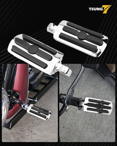 TSUNG Motorcycle Foot Pegs Passenger Footpegs Male Mount Foot Rest Pedal Compatible with Harley Davidson Touring Street Glide Road King Road Electra Glide Sportster Dyna Softail (B-Chrome) - color: B-Chrome