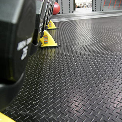 Rubber-Cal Diamond-Plate Rubber Flooring Roll - 3 mm x 4 ft x 2 ft Roll - Black - size: 24"L x 48"W x 0.1"Th