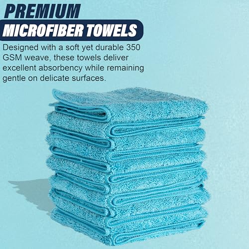 Plane Perfect Premium Microfiber Towels - 350GSM, 14"x14" Scratch Free, Absorbent, Reusable Cleaning & Drying Towels for Planes, Cars, Boats, Motorcycles | 12 Pack