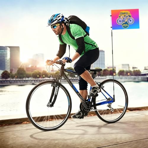 Personalized Bike Safety Flag with Pole - 6-Foot Adjustable Pole, Custom Safety Flag for Kids, Bicycles and Golf Carts (Rectangular flag - 1PC) - color: Rectangular flag - 1PC