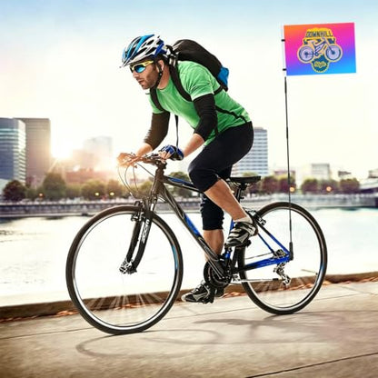 Personalized Bike Safety Flag with Pole - 6-Foot Adjustable Pole, Custom Safety Flag for Kids, Bicycles and Golf Carts (Rectangular flag - 1PC) - color: Rectangular flag - 1PC