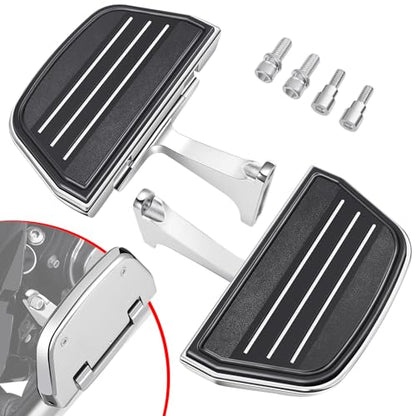 Benlari Passenger Floorboards Motorcycle Footboards Stainless Steel with Mount Kits Compatible with Harley Davidson Touring Road King Street Glide Road Glide Electra Glide 1993-2025 Streamline(Chrome) - color: CHROME