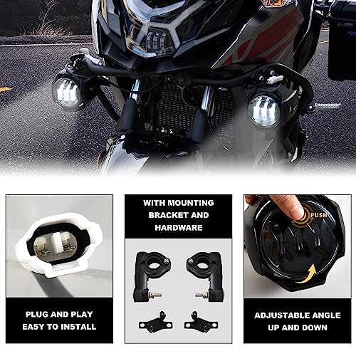 LED Auxiliary Lights Set for Versys-X300, Adjustable Front LED Driving Light Fog Light with Bracket for Kawasaki Versys-X300 2017-2023 Versys-X300 ABS 2017-2026, Replace #99994-0996