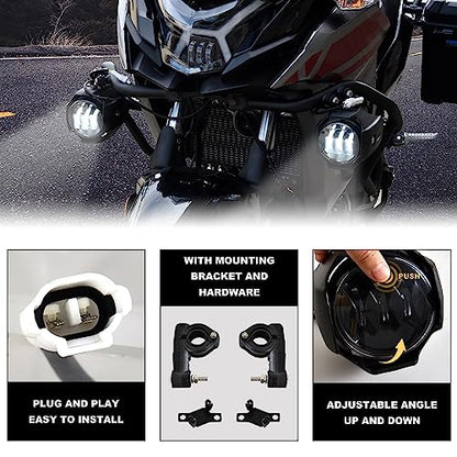 LED Auxiliary Lights Set for Versys-X300, Adjustable Front LED Driving Light Fog Light with Bracket for Kawasaki Versys-X300 2017-2023 Versys-X300 ABS 2017-2026, Replace #99994-0996