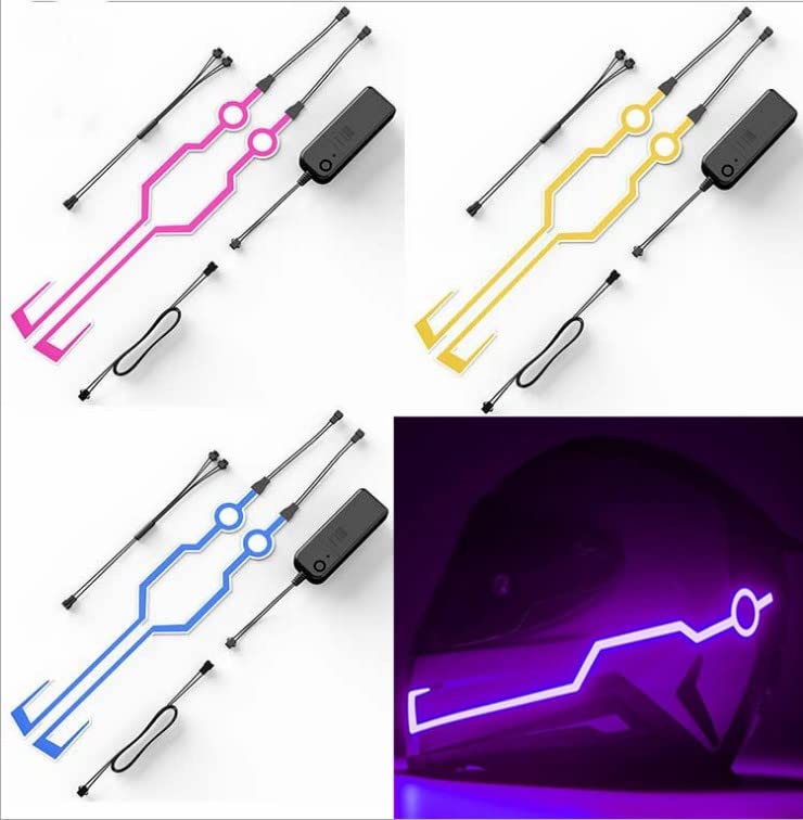 Motorcycle helmet light strip,Helmet EL Light Bar,Helmet Cycling LED Sticker Light Night Riding Signal Helmet Light for Motorcycle Bike Helmet (purple) - color: Purple