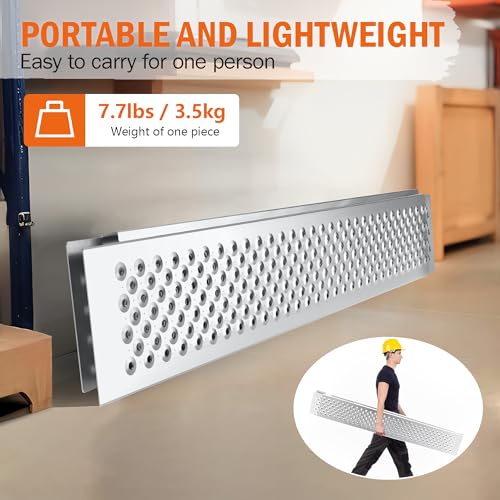 Aluminum Shed Ramp 2PCS, 880 LBS Capacity 59.8" x 8.5" Loading Ramps, Lightweight Sturdy Anti-Slip Ramps with Punch Plate Surface for Lawn Mower, Bike, Hand Truck, Motorcycle - size: 880 lbs - 59.8" L