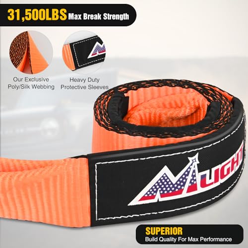 Nilight 3" x 8' Tree Saver Tow Strap Lab Tested 31,500lbs Break Strength Heavy Duty Off road Straps with Triple Reinforced Loop Emergency Towing Rope of Mind for SUV, UTV, ATV, Truck, 2 Years Warranty - color: 3in x 8ft Tow Strap