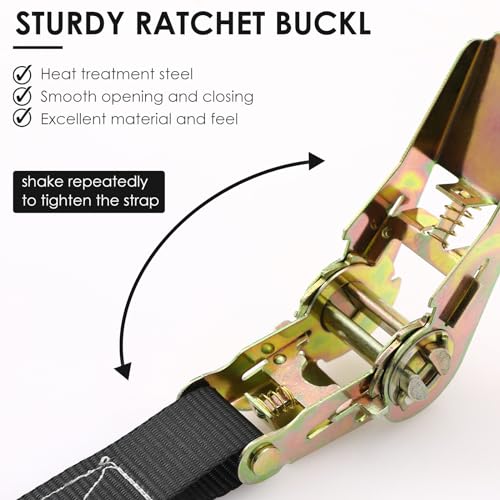 TLGREEN 10 Pcs 1" x 20' Ratchet Staps, Luggage Tie Down Straps, No Hook, Ratchet Strap Heavy Duty,1760 Break Strength Endless Ratchet Straps, Tie-Down Straps for Motorcycles, Trailer, Kayak, Black - color: Black