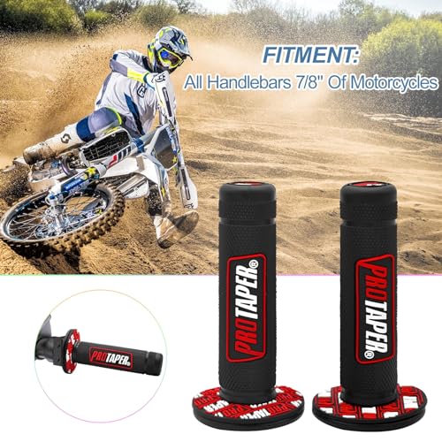 0769FUWU Linekong 7/8" 22mm Twist Throttle Grips Cable for CRF KLX TTR 110 125 150 200 250 cc Dirt Pit Bike (Red - color: Red