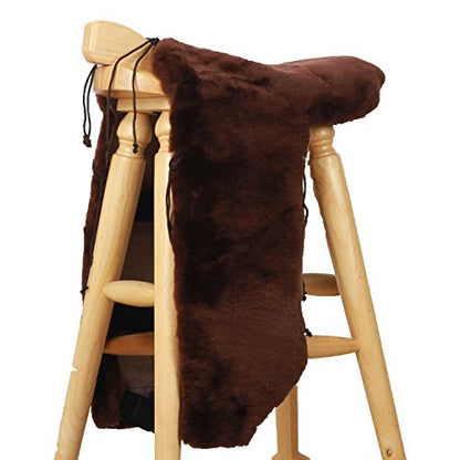 Full Genuine Merino Sheepskin Western Saddle Seat Saver with Extra Long Flap - color: brown