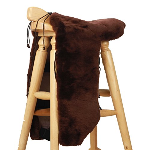 Full Genuine Merino Sheepskin Western Saddle Seat Saver with Extra Long Flap - color: brown