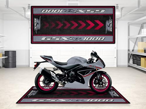 Garage Mat for GSX R1000 Motorcycle Model, Parking mat, Pit Mat, Washable Non-Slip Garage and Showroom Floor Carpet (Mechanical Gray, Size 1: 86.6 x 39.4/220 x 100 cm) - color: Mechanical Gray, size: 3'3" x 7'3"