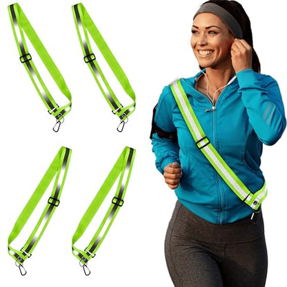 Reflective Sash for Walking at Night Adjustable Safety Sash for Men Women Kids Reflective Belt Sash for Running Walking Biking - color: 4 Sashes