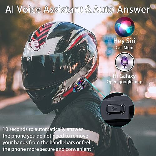 FEYA Motorcycle Helmet Speakers High Battery Life Helmet Headphone IPX6 Automatic Answer/Call Music Control/Intelligent Noise/Wake up Siri, 2 Different Types of Mic - Compatible with All Helmets - Y20 - style: Y20