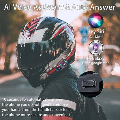 FEYA Motorcycle Helmet Speakers High Battery Life Helmet Headphone IPX6 Automatic Answer/Call Music Control/Intelligent Noise/Wake up Siri, 2 Different Types of Mic - Compatible with All Helmets - Y20 - style: Y20