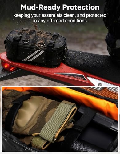 KEMIMOTO PVC Motorcycle Tail Bag with Tool Roll Bag Quick Release 6L Water-resistant Universal Dirt Bike Enduro Rear Fender Bag Storage Fit for Dual Sport Bike Adventure Off Road Motocross