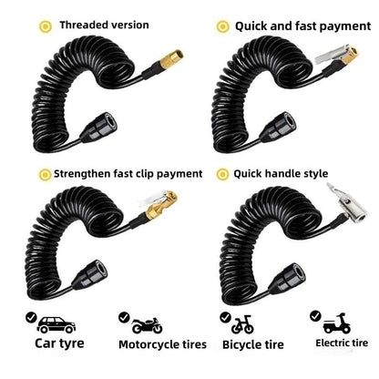 32.8FT Recoil Air Hose, Car Air Pump Extend Hose with Bend, PS20 Female Plug Inflator Extension Tube for American Tire Nozzle Car Motorcycle - size: 32.8 ft