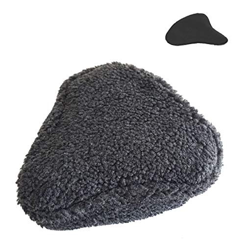 Vincita Imitation Sheepskin Bicycle Seat Cover & Gel Padding - for Wide Seat Spin Bike, Cruiser Exerciser - Imitation Wool/Fleece/Fur Cushion Cover & Removable Gel Insert - size: Extra Large