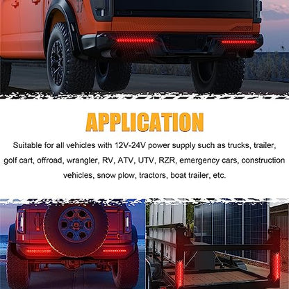 PSEQT 10" 15 LED Trailer Brake Tail Light Bar Stop Change Tail Lights Assembly ID Clearance Strip Red Light Waterproof for Wrangler Golf Cart Offroad Truck RV UTV ATV - color: Red