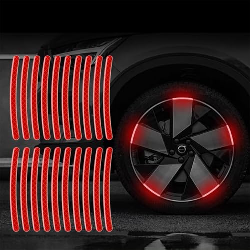 20PCS Car Wheel Reflective Decorative Strip,Night Safety Warning Stickers,Cars,Motorcycles,Bicycles are Applicable, Colorful and Diverse, a Street The Most Beautiful Car (Red) - color: Red