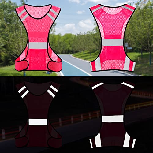 TCCFCCT Reflective Running Vest, High Visibility Running Gear with Large Pocket - color: 1 Pack Mesh Pink
