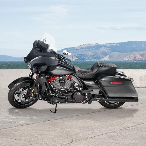 SLMOTO Hammock Motorcycle Passenger Seat - Bagger Comb Strapped 2-Up One-Piece Fit for Harley Touring Road King FLHR Street Glide FLHX Road Glide FLTRX Electra Glide FLHT 2009-2023 White - color: Gel Style A White