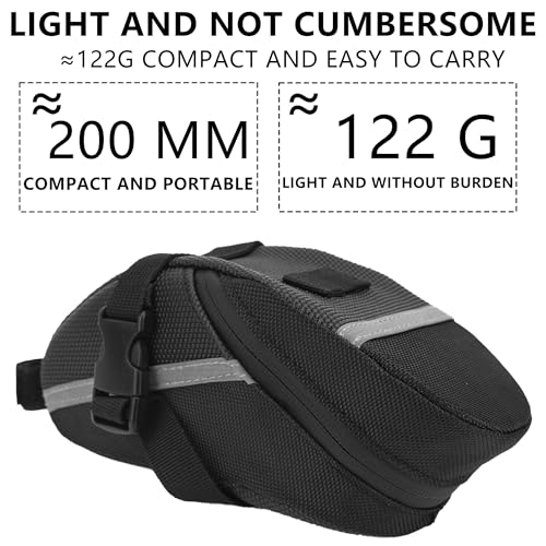 Bike Bag Under Seat – Waterproof Bicycle Saddle Bag with Reflective Strip, Compact Under Seat Bike Pouch for Road & Mountain Bikes (Black) - color: blc